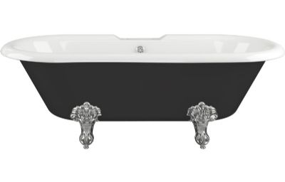 AQUACITY LANCASTER CLASSIC DOUBLE ENDED 2-Tap Hole BLACK & WHITE 1690mm x 740mm FREESTANDING BATH Including Chrome Claw Feet, AC2022