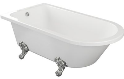 AQUACITY LINCOLN CLASSIC 2-Tap Hole WHITE 1500mm x 750mm FREESTANDING BATH Including Chrome Claw Feet, AC2026