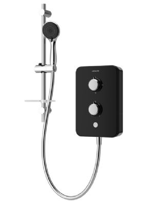AQUALISA E2 GLOSS BLACK & STAINLESS STEEL 9.5KW ELECTRIC SHOWER with 3 MODE HANDSET, E2B95