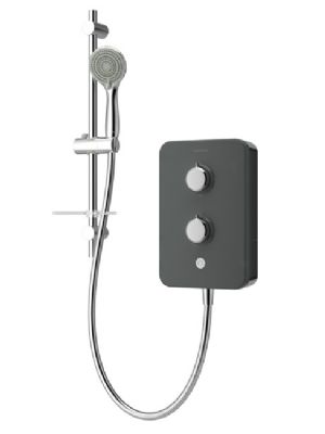 AQUALISA E2 GREY & STAINLESS STEEL 8.5KW ELECTRIC SHOWER with 3 MODE HANDSET, E2G85