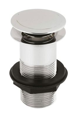 NUIE CHROME UNSLOTTED SPRUNG/PUSH BUTTON/CLICKER BASIN WASTE, EK304 (P2G)
