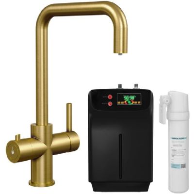 ELLSI ELISE BRUSHED GOLD FINISH 4 IN 1 INSTANT HOT WATER KITCHEN TAP with BOILER & FILTER, PDT-000217-51-52 ELLSI ELISE BRUSHED GOLD FINISH 4 IN 1 INSTANT HOT WATER KITCHEN TAP with BOILER & FILTER, PDT-000217-51-52