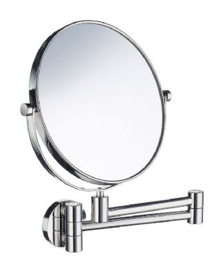 SMEDBO OUTLINE POLISHED CHROME BATHROOM REVERSIBLE 5x MAGNIFYING ROUND WALL MOUNTED SHAVING/MAKE-UP MIRROR on the SWING ARM, FK438