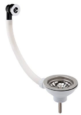 NUIE CHROME FINISH BRASS 90mm BASKET STRAINER WASTE with ROUND OVERFLOW, FW316SRB