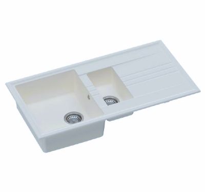 GRANMASTER LUKA 150 INSET WHITE QUARTZ 1.5 BOWL SINGLE DRAINER SINK, GRA0007