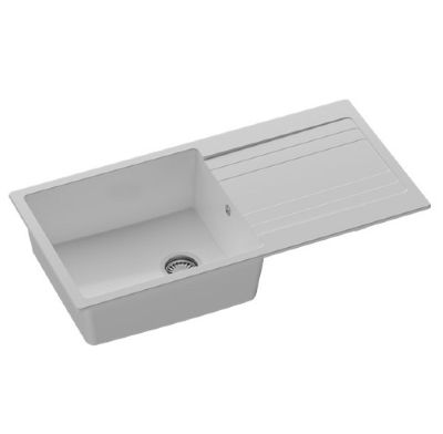 GRANMASTER RIVA XL INSET WHITE QUARTZ SINGLE BOWL SINGLE DRAINER SINK, GRA0012