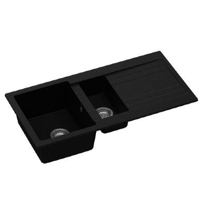 GRANMASTER RIVA 150 INSET BLACK METALLIC QUARTZ 1.5 BOWL SINGLE DRAINER SINK, GRA0031 *SPECIAL OFFER*