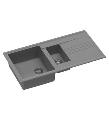 GRANMASTER LUKA 150 INSET TITAN GREY QUARTZ 1.5 BOWL SINGLE DRAINER SINK, GRA0041