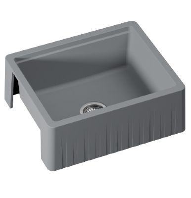 GRANMASTER TAPERED FARMHOUSE QUARTZ BELFAST TITAN GREY SINGLE BOWL SINK (Reversible - Flat/Ribbed Front), GRA0082 *SPECIAL OFFER*