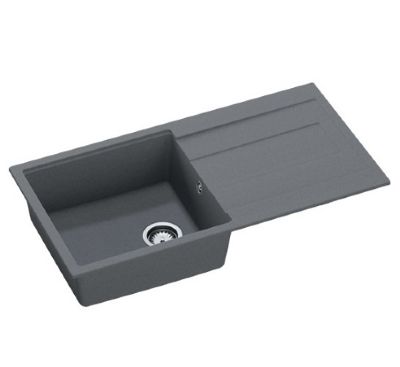 GRANMASTER AVANA 100 INSET TITAN GREY QUARTZ SINGLE BOWL SINGLE DRAINER SINK, GRA0102