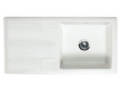 RAK GOURMET SINK 4 - INSET WHITE SINGLE BOWL SINGLE DRAINER CERAMIC SINK with REVERSIBLE DRAINER, GOSINK4V2