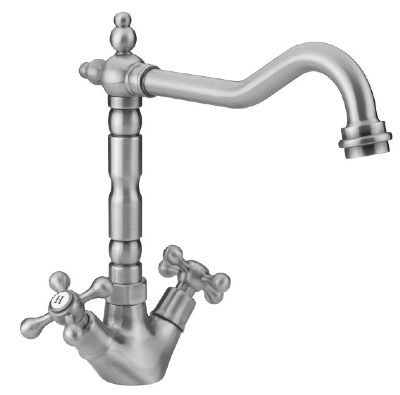  SAGITTARIUS TRAFALGAR FRENCH CLASSIC ANTIQUE BRUSHED NICKEL TRADITIONAL MONO KITCHEN SINK MIXER TAP with SWIVEL SPOUT, KTT/293/BN *SPECIAL OFFER*