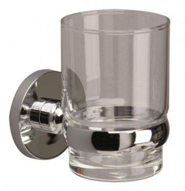 MILLER LILY CHROME BATHROOM CLEAR GLASS TUMBLER HOLDER, L03