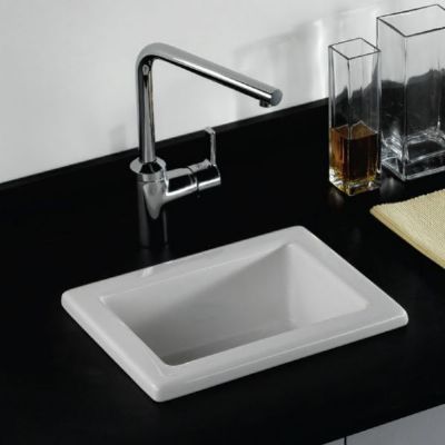 RAK LABORATORY 1 - WHITE RECTANGULAR DROP IN/INSET SINGLE BOWL CERAMIC SINK, LABSINK1