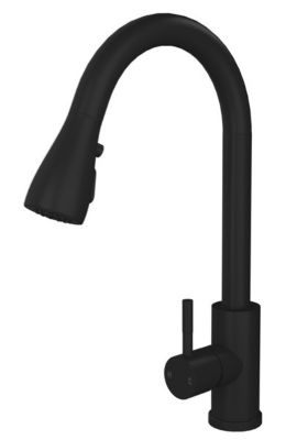 ELLSI LUXR MATT BLACK MONO SINGLE LEVER KITCHEN SINK MIXER TAP with PULL-OUT FLEXIBLE SPRAY, PDT-000261