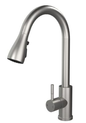 ELLSI LUXR BRUSHED STEEL MONO SINGLE LEVER KITCHEN SINK MIXER TAP with PULL-OUT FLEXIBLE SPRAY, PDT-000262