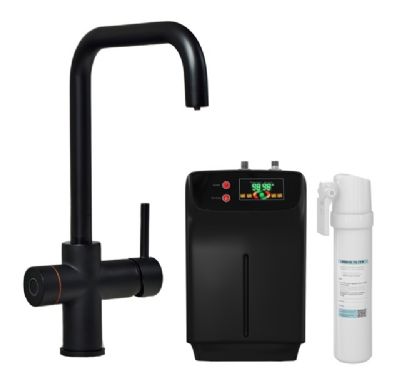 ELLSI IMPROMTA Biometric Controlled Matt Black 3-in-1 Instant Hot Water 'D' Shaped Kitchen Tap with Boiler & Filter, PDT-001081-215(BIO)-52 ELLSI IMPROMTA Biometric Controlled Matt Black 3-in-1 Instant Hot Water 'D' Shaped Kitchen Tap with Boiler & Filter, PDT-001081-215(BIO)-52