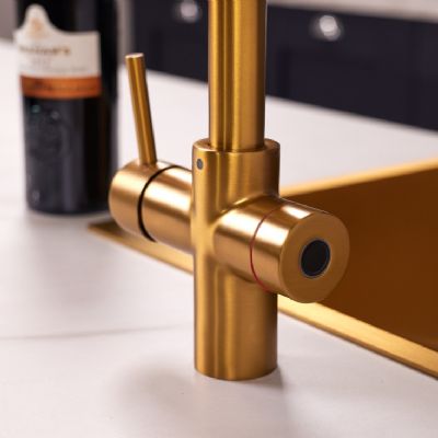 ELLSI IMPROMTA Biometric Controlled Brushed Gold 4-in-1 Instant Hot Water 'D' Shaped Kitchen Tap with Boiler & Filter, PDT-001086-215(BIO)-52 ELLSI IMPROMTA Biometric Controlled Brushed Gold 4-in-1 Instant Hot Water 'D' Shaped Kitchen Tap with Boiler & Filter, PDT-001086-215(BIO)-52