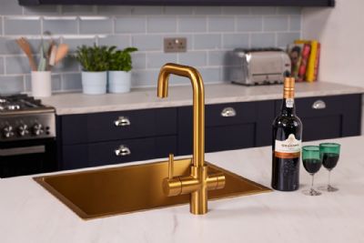 ELLSI IMPROMTA Biometric Controlled Brushed Gold 4-in-1 Instant Hot Water 'D' Shaped Kitchen Tap with Boiler & Filter, PDT-001086-215(BIO)-52 ELLSI IMPROMTA Biometric Controlled Brushed Gold 4-in-1 Instant Hot Water 'D' Shaped Kitchen Tap with Boiler & Filter, PDT-001086-215(BIO)-52