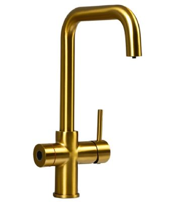 ELLSI IMPROMTA Biometric Controlled Brushed Gold 4-in-1 Instant Hot Water 'D' Shaped Kitchen Tap with Boiler & Filter, PDT-001086-215(BIO)-52
