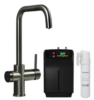 ELLSI IMPROMTA Biometric Controlled Gun Metal 4-in-1 Instant Hot Water 'D' Shaped Kitchen Tap with Boiler & Filter, PDT-001089-215(BIO)-52 ELLSI IMPROMTA Biometric Controlled Gun Metal 4-in-1 Instant Hot Water 'D' Shaped Kitchen Tap with Boiler & Filter, PDT-001089-215(BIO)-52