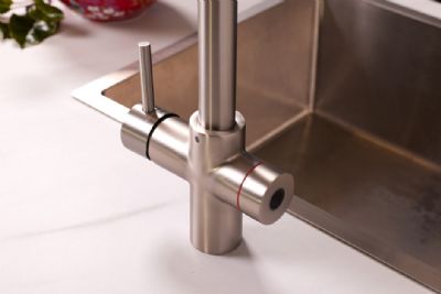 ELLSI IMPROMTA Biometric Controlled Brushed Steel 4-in-1 Instant Hot Water 'D' Shaped Kitchen Tap with Boiler & Filter, PDT-001090-215(BIO)-52 ELLSI IMPROMTA Biometric Controlled Brushed Steel 4-in-1 Instant Hot Water 'D' Shaped Kitchen Tap with Boiler & Filter, PDT-001090-215(BIO)-52