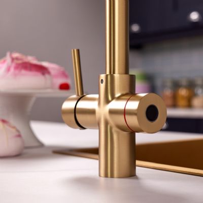 ELLSI IMPROMTA Biometric Controlled Brushed Brass 4-in-1 Instant Hot Water 'D' Shaped Kitchen Tap with Boiler & Filter, PDT-001091-215(BIO)-52 ELLSI IMPROMTA Biometric Controlled Brushed Brass 4-in-1 Instant Hot Water 'D' Shaped Kitchen Tap with Boiler & Filter, PDT-001091-215(BIO)-52