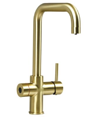 ELLSI IMPROMTA Biometric Controlled Brushed Brass 4-in-1 Instant Hot Water 'D' Shaped Kitchen Tap with Boiler & Filter, PDT-001091-215(BIO)-52