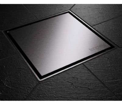 IMPEY AQUA-DEC EASY FIT QUAD DRAIN 'PARAGON SQUARE ALLURE' BRUSHED STAINLESS STEEL TILED FLOOR GULLY with HORIZONTAL OUTLET, QUADPARB/H