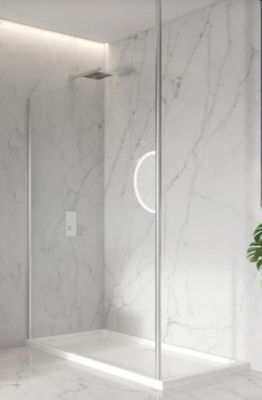 SCUDO S8 900mm SINGLE WETROOM PANEL with FLOOR to CEILING POST, S8-WET900CHR/SCUDPOST