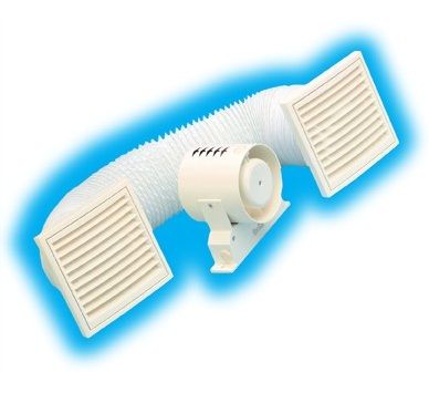 VECTAIRE WHITE IN LINE TIMER 10cm SHOWER FAN KIT, SFK10/4T