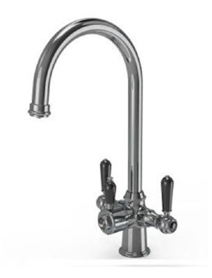  ELLSI Bishop Traditional Chrome Cruciform 3-in1 Hot Water Kitchen Tap,  Black Ceramic Levers with Boiler & Filter, PDT-000271-215-5 (EL) *SPECIAL OFFER*