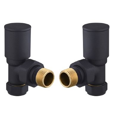 TAILORED MODERN ROUND ANTHRACITE ANGLED RADIATOR VALVES, 0166 (TB)