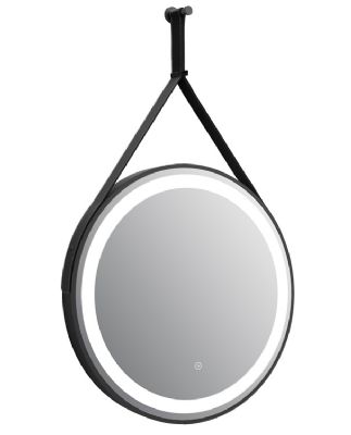 TAILORED DELILAH ORCA BLACK ILLUMINATED ROUND LED TOUCH CONTROL MIRROR with DEMISTER PAD & BLACK STRAP, 3048