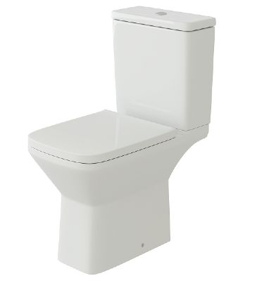 TAILORED PLUMB ESSENTIALS SHORT PROJECTION SQUARE RIMLESS CLOSE COUPLED SQUARE SHAPED WC with SOFT CLOSE SEAT, 6061 (TB)