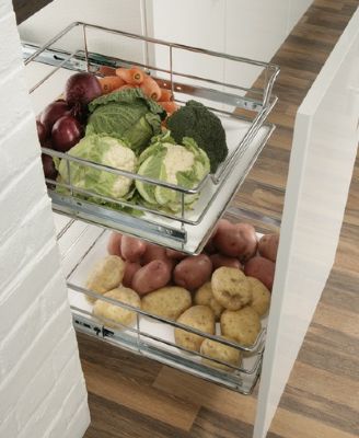 HAFELE 400mm CHROME LINEAR WIRE SOFT CLOSING PULL OUT STORAGE BASKET SET with FRONT FIX OPTION, 540.18.202