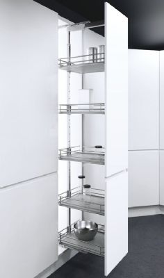 HAFELE 300mm VAUTH-SAGEL VS TALL LARDER PREMEA GREY PULL OUT LARDER UNIT with SOLID BASE WIRE BASKETS (height 1900-2150 mm), 547.49.605