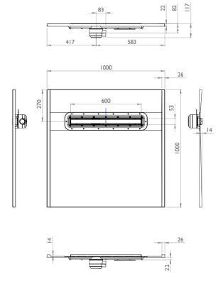 IMPEY AQUA-DEC LINEAR 2 WETROOM FLOOR FORMER 1000mm x 1000mm for TILED FLOORS, AD2L1010 IMPEY AQUA-DEC LINEAR 2 WETROOM FLOOR FORMER 1000mm x 1000mm for TILED FLOORS, AD2L1010
