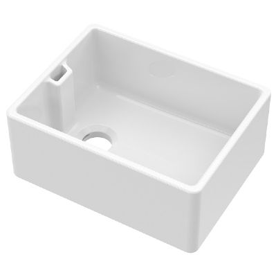 NUIE WHITE BELFAST CERAMIC SINK with WEIR OVERFLOW - W595 x D455 x H245mm, BE10024 (UF)
