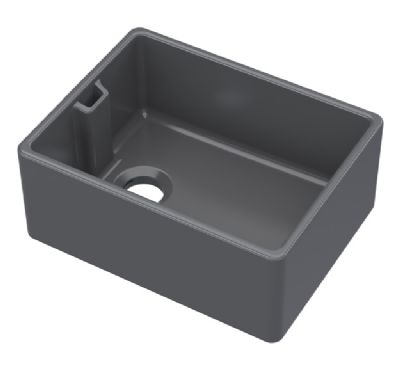 NUIE SOFT BLACK BELFAST CERAMIC SINK with WEIR OVERFLOW - W595 x D455 x H245mm, BE40024 (UF)
