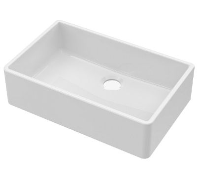 NUIE WHITE BUTLER CERAMIC SINK with CENTRAL WASTE without OVERFLOW - W795 x D500 x H220mm, BU10032 (UF)