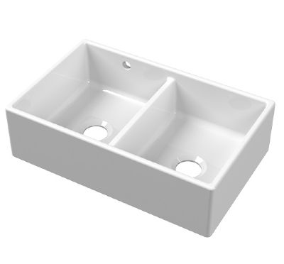 images/NUIE WHITE BUTLER DOUBLE BOWL CERAMIC SINK, CENTRAL WASTE with STEPPED WEIR & OVERFLOW - W795 x D500 x H220mm, BU111AS32D (UF)