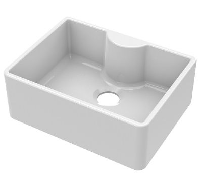 NUIE WHITE BUTLER CERAMIC SINK with CENTRAL WASTE, TAP LEDGE without OVERFLOW - W595 x D450 x H220mm, BU12024 (UF)