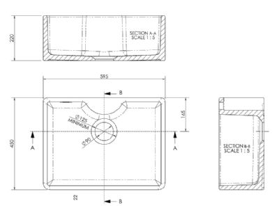 NUIE WHITE BUTLER CERAMIC SINK with CENTRAL WASTE, TAP LEDGE without OVERFLOW - W595 x D450 x H220mm, BU12024 (UF) NUIE WHITE BUTLER CERAMIC SINK with CENTRAL WASTE, TAP LEDGE without OVERFLOW - W595 x D450 x H220mm, BU12024 (UF)