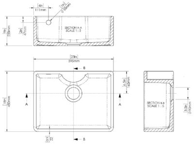 NUIE WHITE BUTLER CERAMIC SINK with CENTRAL WASTE, TAP LEDGE & OVERFLOW - W595 x D450 x H220mm, BU12124 (UF) NUIE WHITE BUTLER CERAMIC SINK with CENTRAL WASTE, TAP LEDGE & OVERFLOW - W595 x D450 x H220mm, BU12124 (UF)