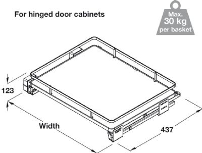 HAFELE 600mm CHROME/WHITE SOFT CLOSING FULL EXTENSION PULL OUT STORAGE BASKET SET, 540.03.707 HAFELE 600mm CHROME/WHITE SOFT CLOSING FULL EXTENSION PULL OUT STORAGE BASKET SET, 540.03.707