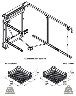 HAFELE CHROME LINEAR SOFT CLOSING SWING-OUT/MAGIC CORNER for 900/1000mm CABINET/450-600mm DOOR R/H, 549.86.195 HAFELE CHROME LINEAR SOFT CLOSING SWING-OUT/MAGIC CORNER for 900/1000mm CABINET/450-600mm DOOR R/H, 549.86.195