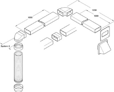 HAFELE SYSTEM 4/4a, 100mm BROWN COWLED 3m RIGID/FLEXIBLE DUCTING SET, 565.30.150 HAFELE SYSTEM 4/4a, 100mm BROWN COWLED 3m RIGID/FLEXIBLE DUCTING SET, 565.30.150