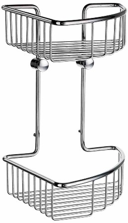 SMEDBO SIDELINE POLISHED CHROME BATHROOM DOUBLE CORNER BASKET, DK1022
