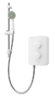  AQUALISA E1 WHITE & STAINLESS STEEL 8.5KW ELECTRIC SHOWER, E1W85 *SPECIAL OFFER*